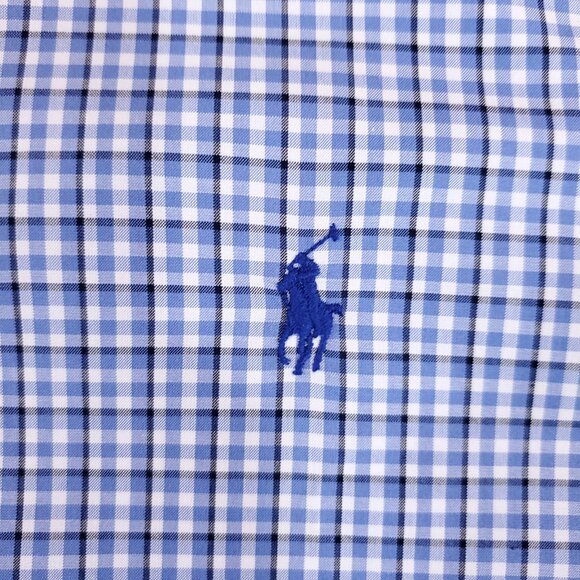 Ralph Lauren Shirt Mens 17 XL Classic Fit Blue Gingham Plaid Button Down Shirt - Picture 4 of 16